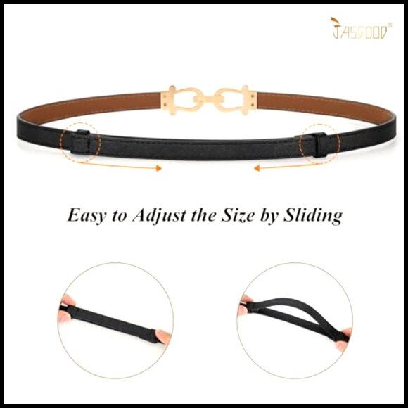 Thin Pu Leather Skinny Belts Adjustable Gold Buckle Minimal Chic Accessory main image 6
